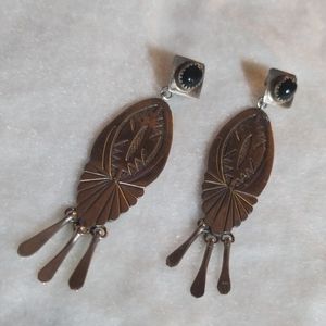 Elegant Brown and Silver Dangle Earrings